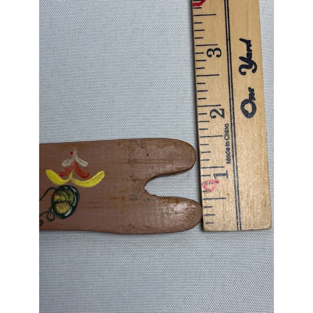 Vintage Hand Painted Oven Rack Jack Wooden Rack Pull Signed Folk Art 1980
